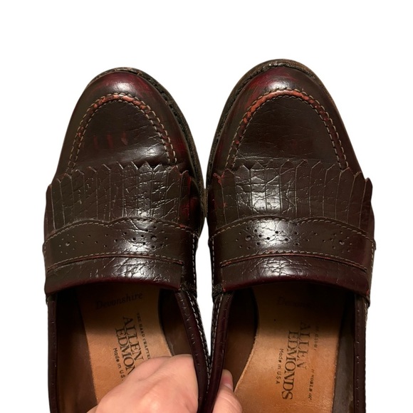 Allen Edmonds Devonshire Loafers Mens 9 Burgundy Leather Vibram Sole Kilt USA - Picture 5 of 10